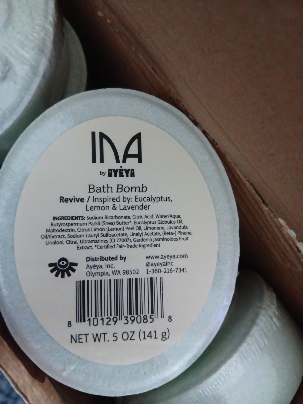Ayeya Revive Bath Bomb - Lemon, Eucalyptus & Lavender Scent Case 10pk. 5oz Bars.